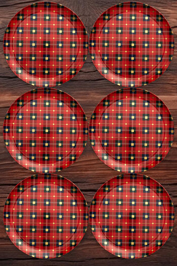 BOSSİO Fast 28cm 11-Inch Plaid Blue Plate: Horeca Pastry Shop, Outdoor Picnic Serving Presentation