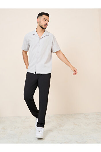 Styli Cotton Textured Resort Collar Relaxed Shirt