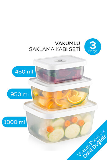 Vienev Vacuumfresh 3 Piece Vacuum Food Storage Container Set