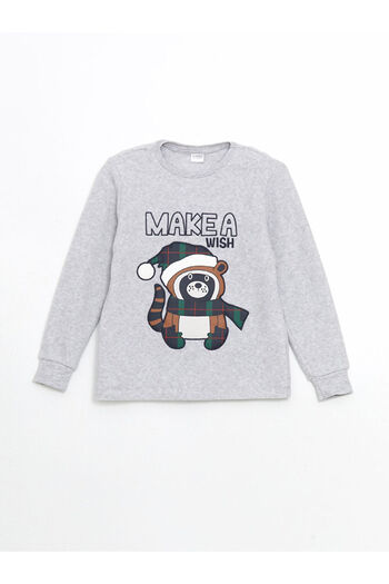 LC Waikiki Lcw Kids Gray Crew Neck Fleece Boy Pajamas Set