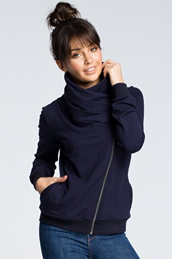 BEWEAR Sweatshirt with a diagonal zipper