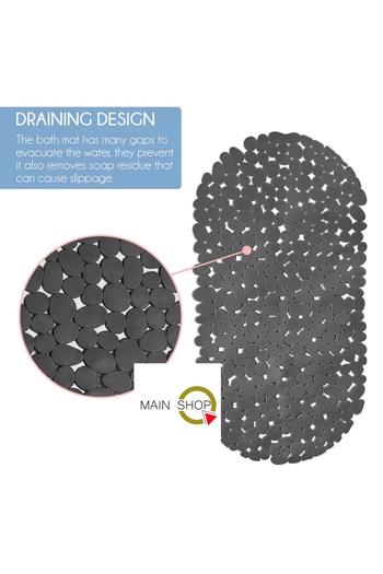 MAİN SHOP 2 Pieces Gray Bathroom Shower and Bathtub Anti-Slip Suction Cup Mat 34X68 cm M-130