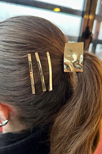 TAKIŞTIR Gold Color Metal Rubber Buckle and Wire Buckle Set