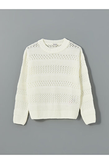 LC Waikiki Lcw Kids Crew Neck Openwork Girl's Knitwear Sweater