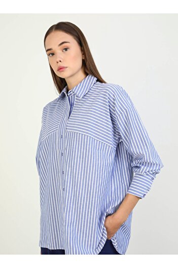 Benin Navy Blue Striped Cotton Poplin Shirt - Benin