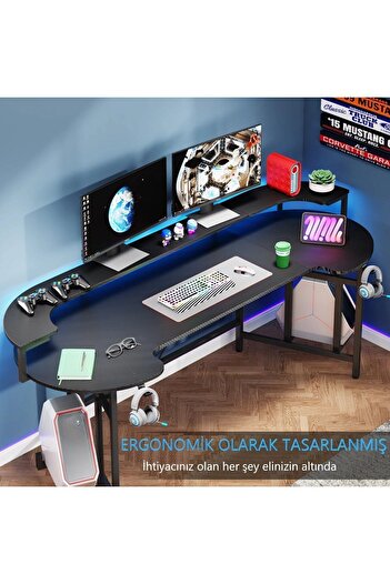 Zizuva Özel Tasarım Siyah Gaming Masa