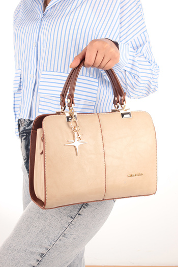 By Hakan Mi̇ami Polo 1188 - Women's Handbag, Cross and 3 Compartments Sand