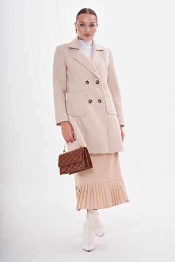 Makarina Women's Pocket Buttoned Cashe Coat