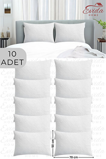 Evida 10 Quilted Antibacterial Zippered Pillow Protective Mattresses - 50X70 cm - Pillowcases
