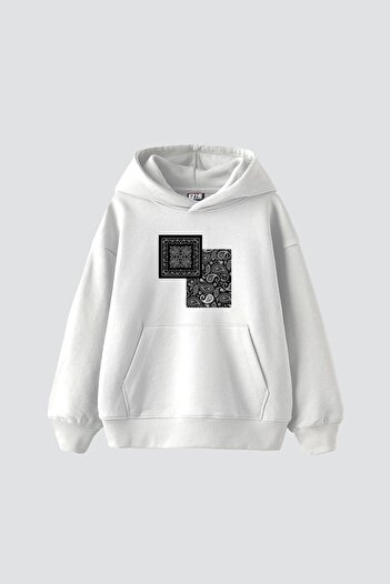 Sekizbiraltı Ритм Бандана з принтом Oversize Unisex Біла худі