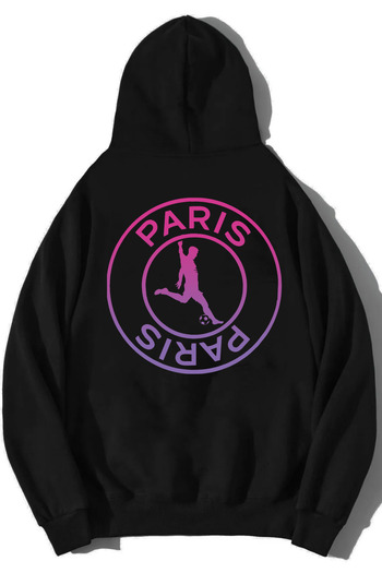 Relax family xf Ανδρικό φούτερ με κουκούλα Paris Back Print Μαύρο