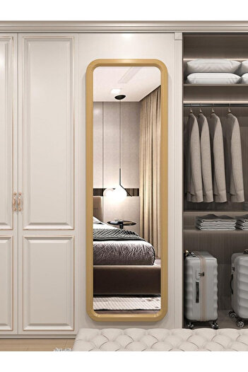 Taimi Rectangular Mirror with Beige Wooden Frame 55x165 cm