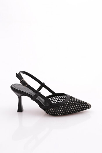 DGN Women's Evening Dress Heeled Shoes Black Satin 213782621
