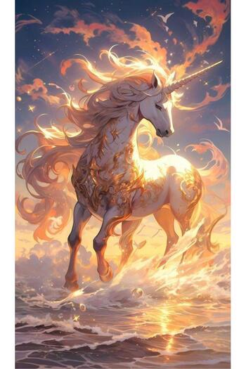 Marcel Kristal Tablo White Horse 45X75Cm-Marcel Art Diamond Mosaic Painting