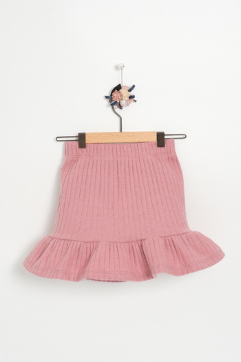 Milangel Girl's Knitted Skirt with Frilly Rose Dried Skirt