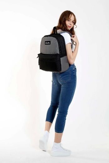 KAUKKO Basic Double Color Backpack - Gray and Black