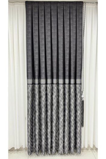 Fon Dünyası Panel Background Curtain Tufted Anthracite Gray (Single Wing)