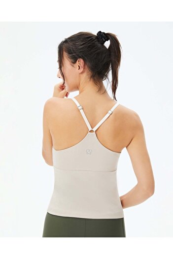 Ayma Active Stone Women's Organic Cotton Thin Adjustable Strap Undershirt with Bra
