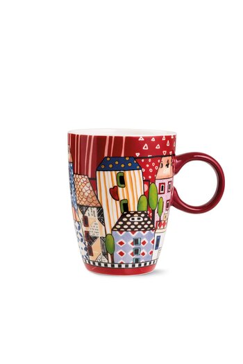 EGAN Paese Mio Coffee Mug 430ml – New Bone China , Dishwasher & Microwave,Red