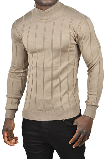 DeepSEA Ανδρικό Υγιεινής Slim Fit Ραμμένο Πλεκτό Μισό Ζιβάγκο Με Λωρίδες Χωρίς Ξεφτίσματα