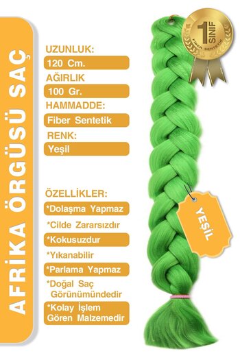 KONAK PERUK Πράσινη Αφρικανική Πλεξούδα - Συνθετικά μαλλιά Rasta and Box Braid Fiber