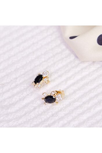 Lekka Design Black Jewelled Turtle Anti-Tarnish Luxury Women's Steel Earrings