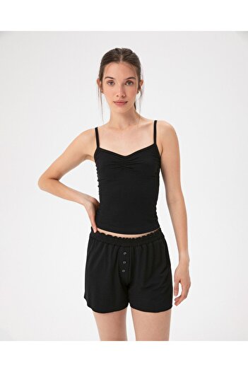Ayma Active Black Woman Ecovero ™ Viscose Shirred Strap Tank Top