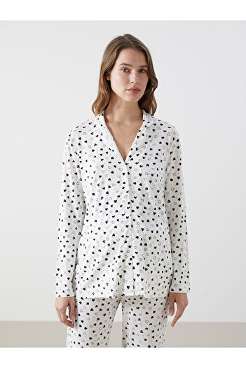 LC Waikiki LCW DREAM Gömlek Yaka Baskılı Hamile Pijama Takımı
