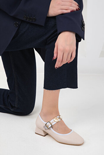 SOHO Beige Matte Women's Classic Heeled Shoes 20122