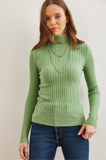 Olalook Women's Kiwi Turtleneck Soft Textured Knitwear Sweater Kzk- 19000918