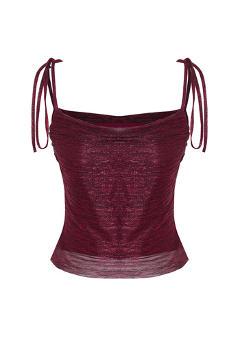Trendyol Collection Claret Red Draped Glitter Shiny Knitted Bustier Tprss25Bs00003