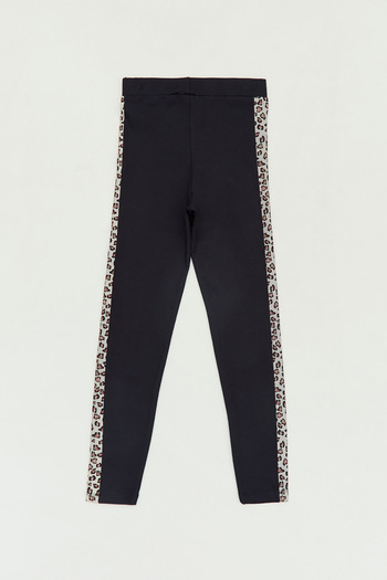 Fulla Moda Leopard Print Striped Girl's Tights