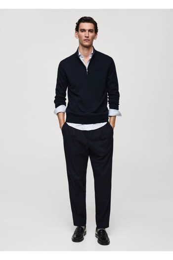 MANGO Man 100% Merino Wool Perkins Collar Zipper Sweater