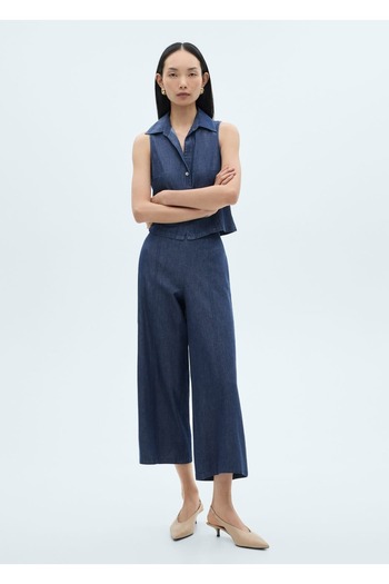 MANGO Woman Top din bumbac cu aspect denim