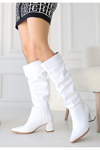 BESKAR Pitay White Leather Heeled Boots