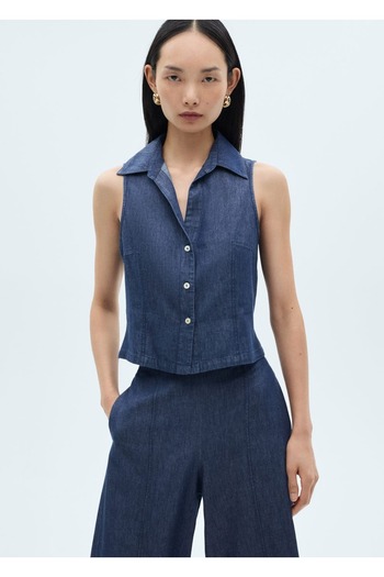 MANGO Woman Top din bumbac cu aspect denim