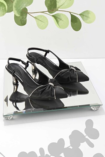 Bambi Matte Black Satin Women's Classic Heeled Shoes01227041338