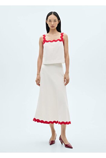 MANGO Woman Blouse on Thin Straps with Contrast