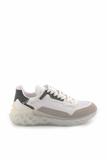 Bambi Λευκό Γκρι Suede Γυναικείο Sneaker K 01512243702