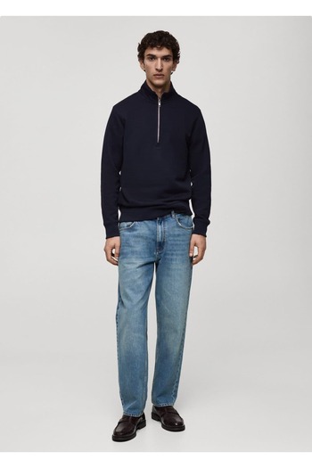 MANGO Man Regular Cut Zippered Collar Sweatshirt