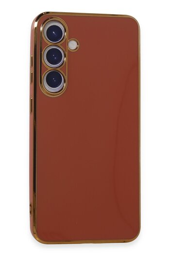 cepmoda Samsung Galaxy “S24” Phone Case - Glossy Silicone Cover with Gold Frame - Red