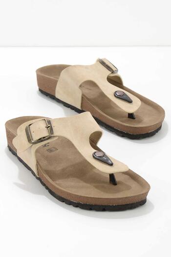 Bambi Beige Nubuck Women's Slippers K04642182301