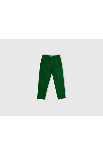United Colors of Benetton Men's Green 100% Cotton Wide Fit Denim Pants