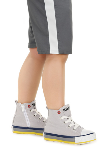 Kiko Kids Tinna Lace-Up Baby Boy High-Top Linen Sneakers