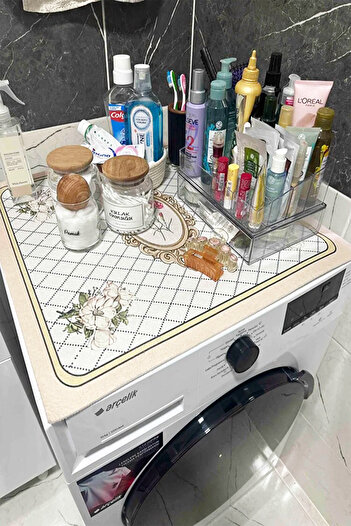 Else Dekor Drying Rack Washing Machine Cover Protection Mat Liquid Proof Non-Slip Washable
