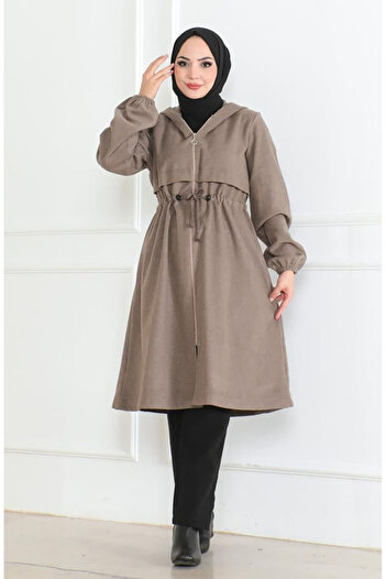 sefamerve Mink Stamp Coat - Hooded and Zippered 0503-05