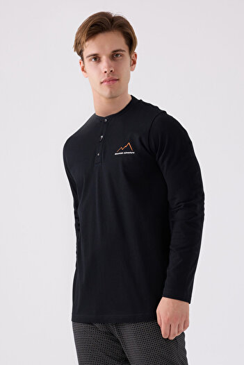 Arnetta Men's Black Long Sleeve Pajama Set