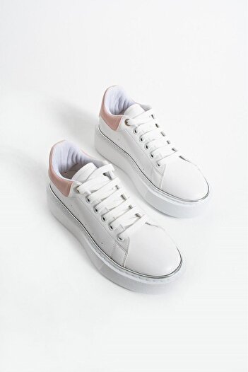 wolk shoes Luster Lace-Up Thick Sole Women's Sports Shoes Pink Detailed