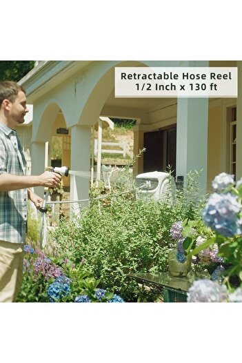 Daye Retractable Auto Rewind Garden Hose Reel 1/2inch x 130ft