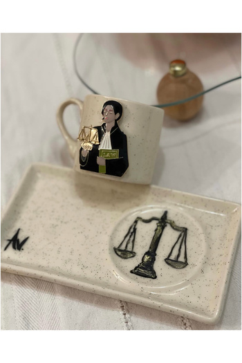 Store Special Design Hand Painted Gift Brooch Lawyer Themed Turkish Coffee Cup (Name Can Be Written)